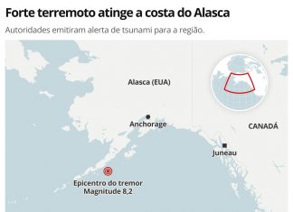 Terremoto de magnitude 8,2 atinge a costa do Alasca e gera alerta de tsunami