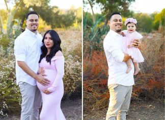 Viúvo recria sessão de fotos com filha pequena após a morte de esposa grávida nos EUA