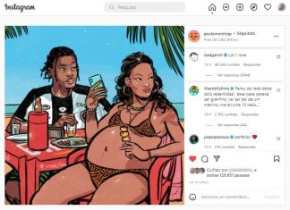 Rihanna reage a desenho de ilustrador que a retratou com A$AP Rocky em praia de João Pessoa