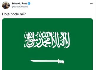 Eduardo Paes posta bandeira da Arábia Saudita e brinca: ‘Hoje pode, né’
