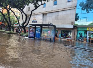 No Rio, torcedores assistem a jogo do Brasil em meio a alagamento em bar