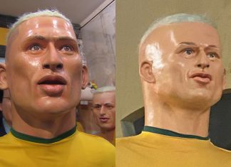 Boneco gigante de Richarlison ganha ‘harmonização facial’ e estreia na torcida pelo Brasil no jogo contra a Coreia do Sul; veja antes e depois