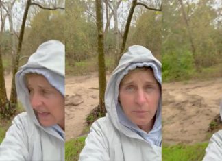 Ellen DeGeneres mostra correnteza das águas perto de sua casa após tempestades na Califórnia e ordem de evacuação