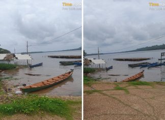 Barracas ficam debaixo d’água após nível do rio Tocantins subir e alagar praia; vídeo