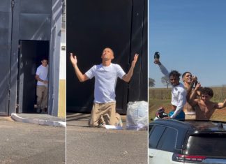 VÍDEO: Buzeira é aplaudido por fãs e se ajoelha para agradecer saída de presídio no interior de SP