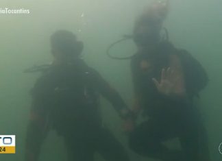 Repórter mergulha com bombeiros e acompanha treinamento em veículos submersos em lago no TO